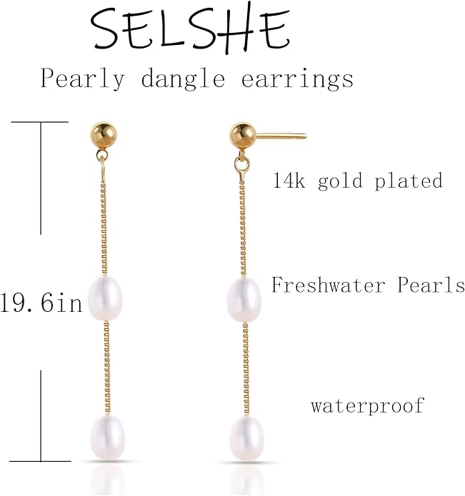 Gold Plated Earrings for Women, 14k Gold Plated Earring Stack Hypoallergenic Pearl Drop Earring Dainty Earrings for Women Trendy Cute Small Huggie Hoop Earring Fashion Womens Jewelry