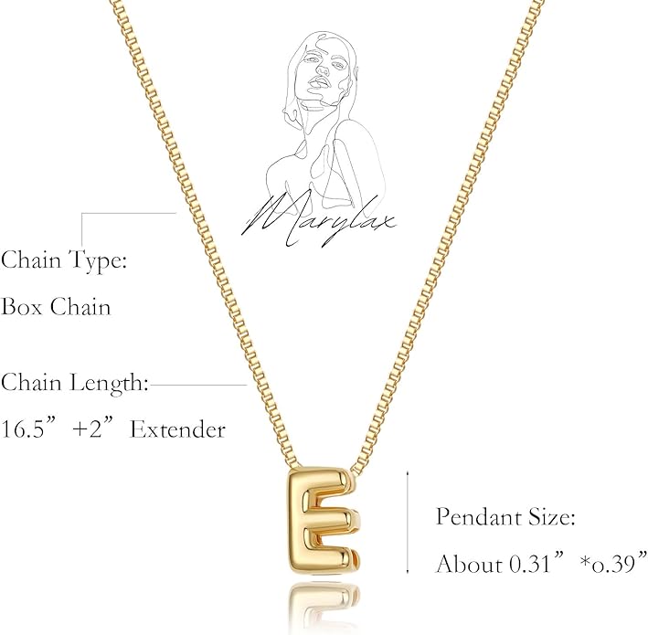 Bubble Gold Letter Necklace for Women, 14k Gold Plated Balloon Initial Necklace, Dainty Gold Necklace for Women, Personalized Bubble Pendant Name Necklace, Fashion Accessories Trendy Jewelry