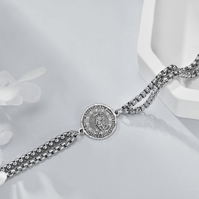YFN Patron Saint Bracelet Sterling Silver Religious Protector Bracelet Jewelry Gift for Women Men