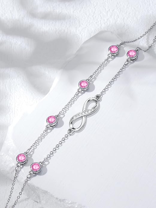 Dorunmo Anklet Bracelets for Women 925 Sterling Silver Infinity Anklets Bracelets Birthstone Jewelry Gifts for Mom Wife