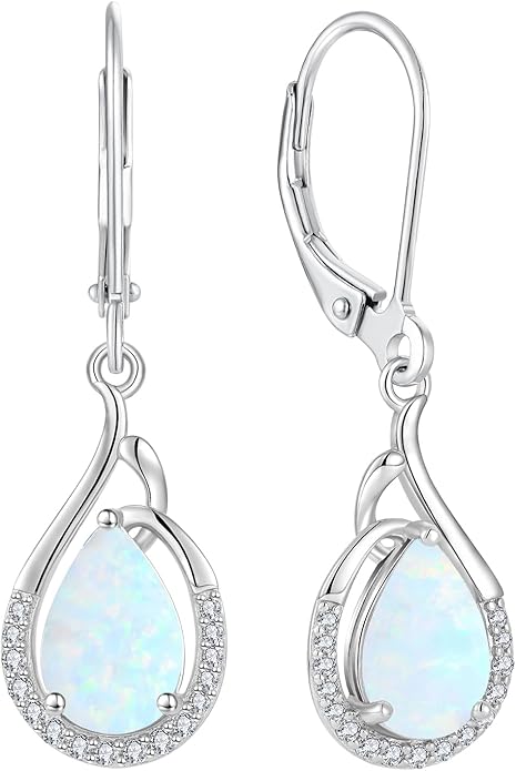 Starchenie Teardrop Dangle Drop Earrings 925 Sterling Silver Pear Birthstones Leverback Earrings Gift for Women