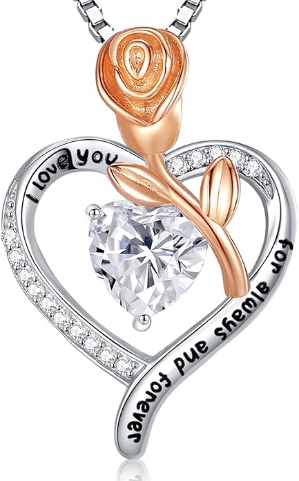 Moissanite Heart Necklaces for Women, 18K White Gold Plated 925 Sterling Silver 1-3CT Moissanite Pendant Jewelry Wedding Anniversary Birthday Christmas Gifts for Wife Mom Girlfriend Sister Grandma