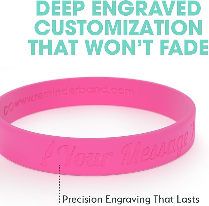 Reminderband Custom Silicone Bracelet – Motivational Wristbands, Bulk Personalized Bands for Events, Awareness, Fundraisers, Gifts – Custom Rubber Bracelets - 1/2" Classic