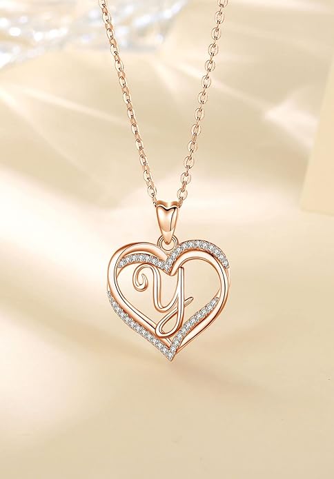INFUSEU Unique Initial Necklaces for Women Girls Small Heart Letter Jewelry, Meaningful Personalized Gifts