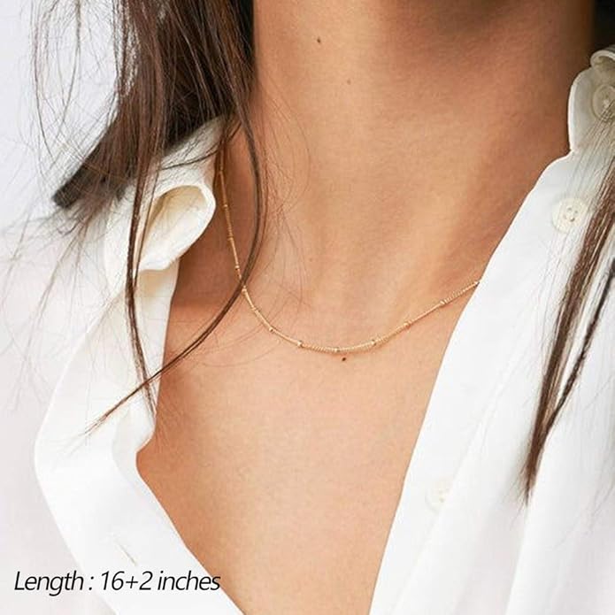 Turandoss Dainty Layered Choker Necklace, Handmade Y Pendant Necklace Multilayer Bar Disc Necklace Adjustable Layering Choker Necklaces for Women