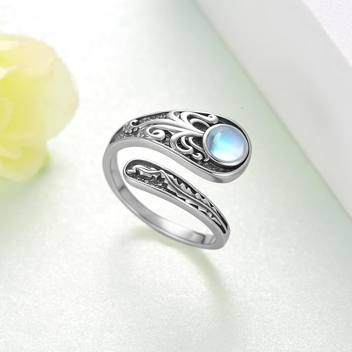 Spoon Rings for Women 925 Sterling Silver Mushroom/Phoenix/Snake/Cardinal/Octopus/Tree of Life/Sunflower/Highland Cow/Dragonfly/Dragon/Horse/Sea Turtle/Frog Rings