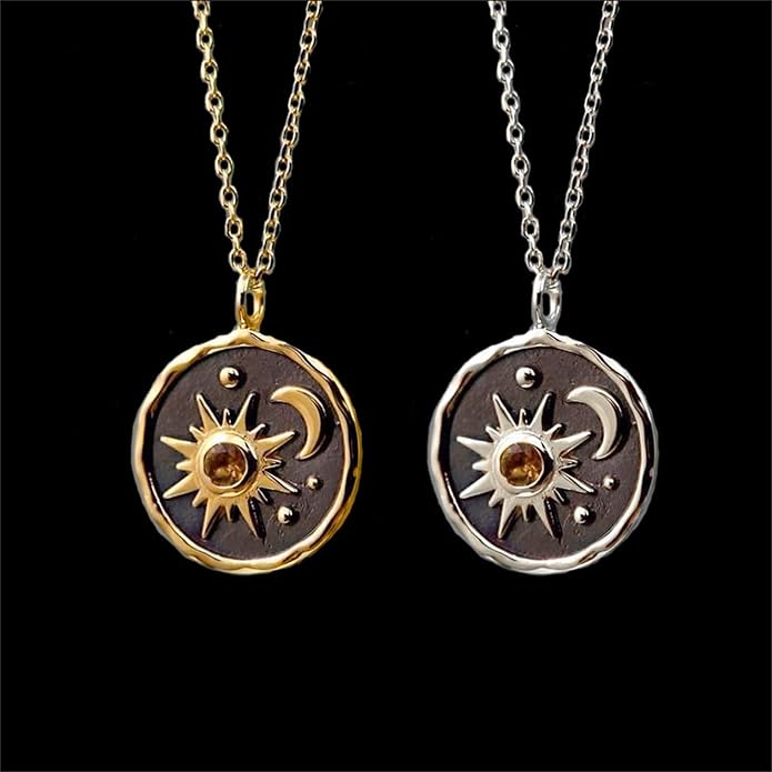 MALOYANVE Vintage Sun and Moon Drop Dangle Earrings for Women Unique lightweight Handmade Retro Boho Antiqued Gold Silver Round Coin Earrings for Women Jewelry