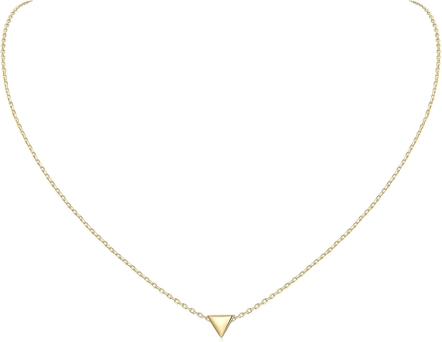ChicSilver Personalized 925 Sterling Silver Dainty Small Heart/Star/Moon/Dot/Triangle Pendant Necklace for Women, Silver/Gold/Rose Gold/Black (with Gift Box)