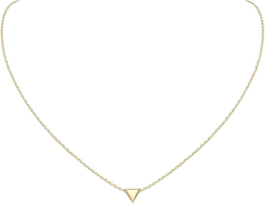 ChicSilver Personalized 925 Sterling Silver Dainty Small Heart/Star/Moon/Dot/Triangle Pendant Necklace for Women, Silver/Gold/Rose Gold/Black (with Gift Box)