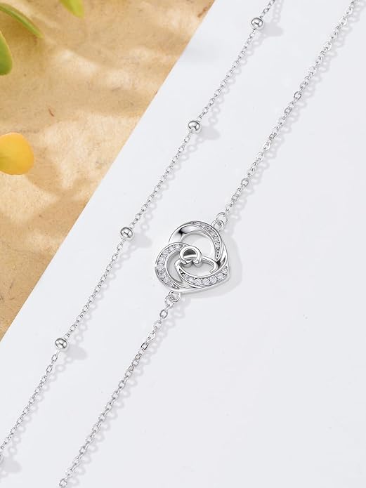 Dorunmo Initial Anklet 925 Sterling Silver Letter A-Z Layered Heart Anklet Beach Jewelry Birthday Gifts for Women