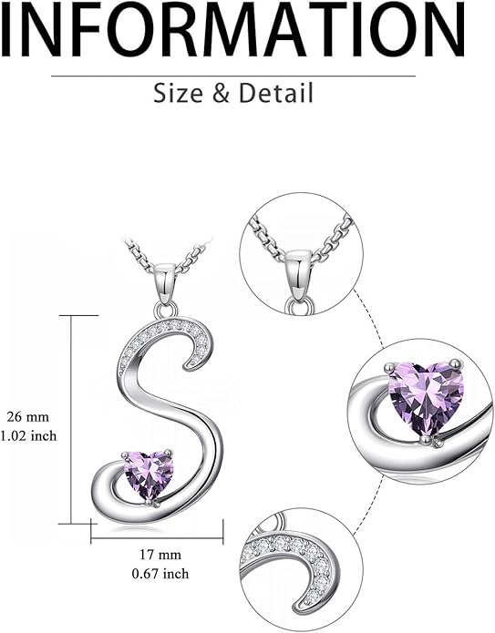 Christmas Gifts for Women Alphabet A to Z Initial Birthstone Pendant Necklaces for Women - 18k White Gold Plated Personalized Name Jewelry Valentine Mothers Day Birthday Gifts for Women Her Girlfriend