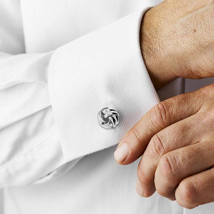 HAWSON Knot Cufflinks and Shirt Studs for Men in Gold or Silver Tone, Matching with White and Black Tuxedo, Suitable for Wedding Day or Formal Occasion.
