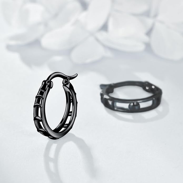 Sterling Silver Hoop Earrings Small Hoop Sun/Leaf/Triangle Huggie Earrings for Women Hypoallergenic