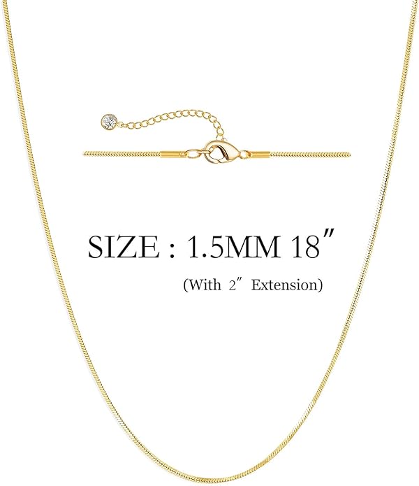 DEARMAY 14K Gold Plated Necklaces for Women, Dainty Gold Herringbone Choker Necklace Thin Layered Snake Chain Jewelry for Gifts
