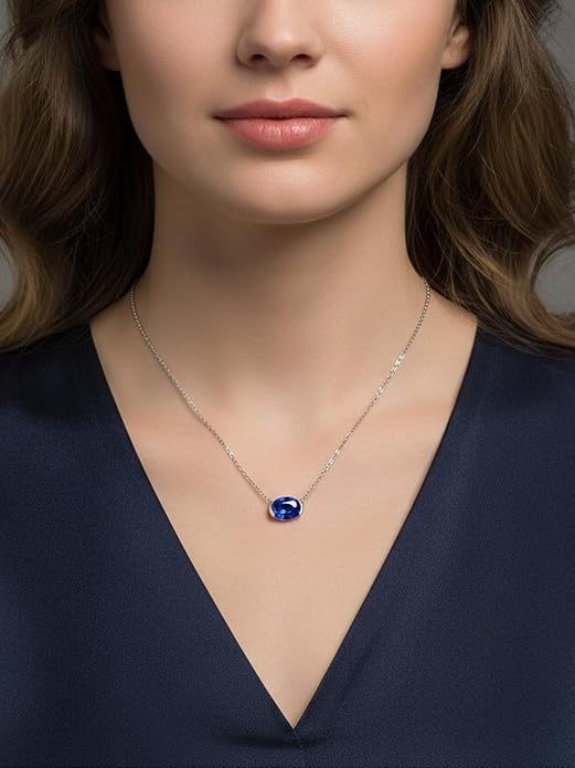 CYW Moissanite/Ruby/Sapphire/Emerald Dainty Pendant Necklace for Women, Novelty Design, Really Authentic Solid 925 Sterling Silver, 16"/18"/20" Adjustable, Birthday Anniversary Valentines Gift