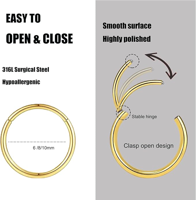 Nose Rings Studs: 8Pcs 20G Gold/Silver 316L Surgical Stainless Steel Nose Studs Hypoallergenic Corkscrew Nose Piercing Stud Jewelry for Women Men Clear Cubic Zirconia Imitation Diamond Top Size 1.5mm 2mm 2.5mm 3mm