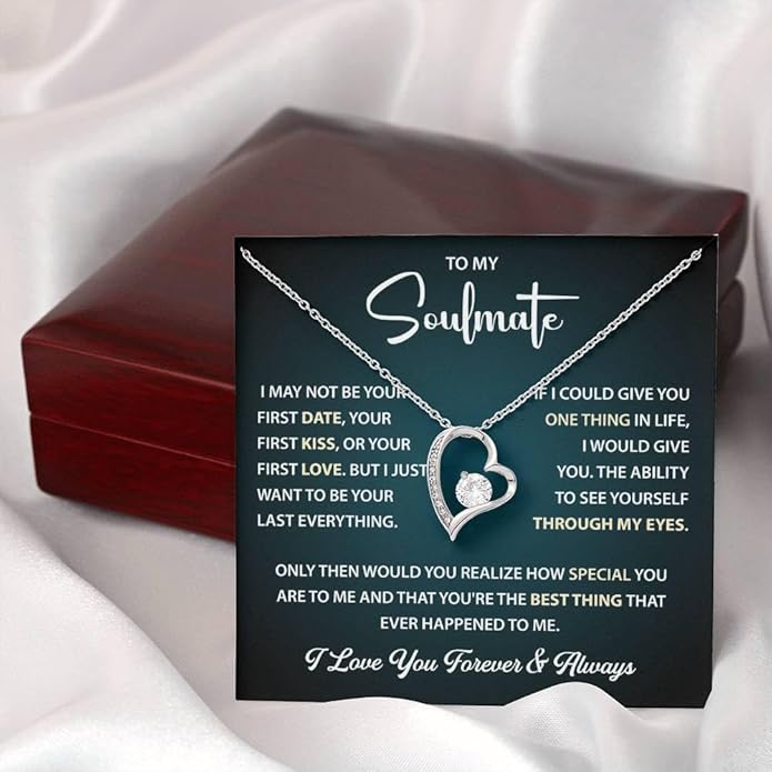 To My Beautiful Soulmate Necklace Romantic Gift for Girlfriend Wife With Message Card & Gift Box, Perfect for Anniversary Birthday Christmas or Valentine’s Day