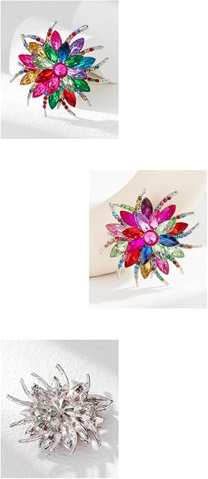 Rhinestone Sunflower Brooch Pin Red Pink Flower Brooch Stylish Crystal Brooch Elegant Clothing Hat Bag Accessories Jewerly for Women