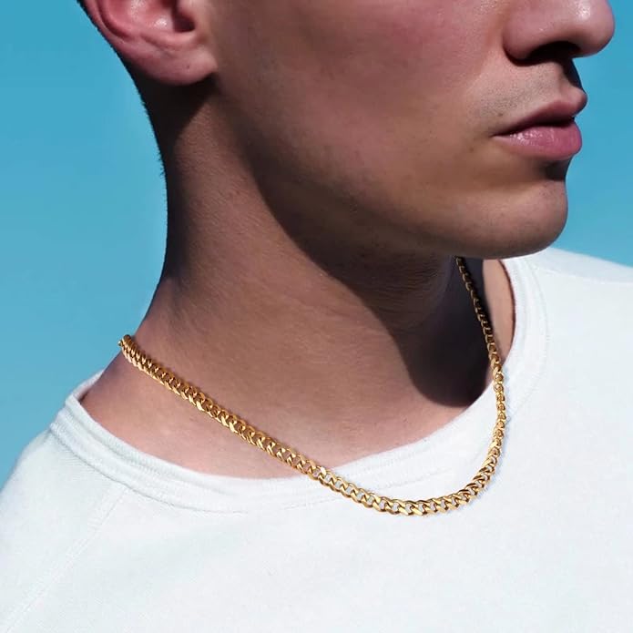IEFLIFE Gifts for Men - Silver/Black/Gold Chunky Cuban Link Chain for Men, Fathers Day Graduation Gifts for Him Dad Son Grandpa Step Dad Uncle