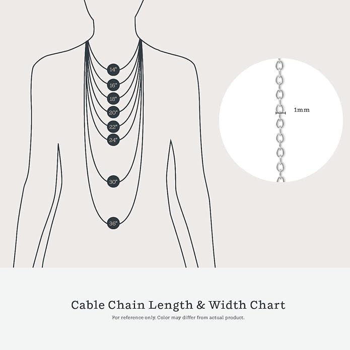KEZEF 1mm 925 Sterling Silver Necklace for Women | 16-36 inch long Silver, 18k Gold, Rose Gold Necklaces for Women - Made In Italy Real Cable Chain Jewelry | Dainty cadena de plata s925 para mujer
