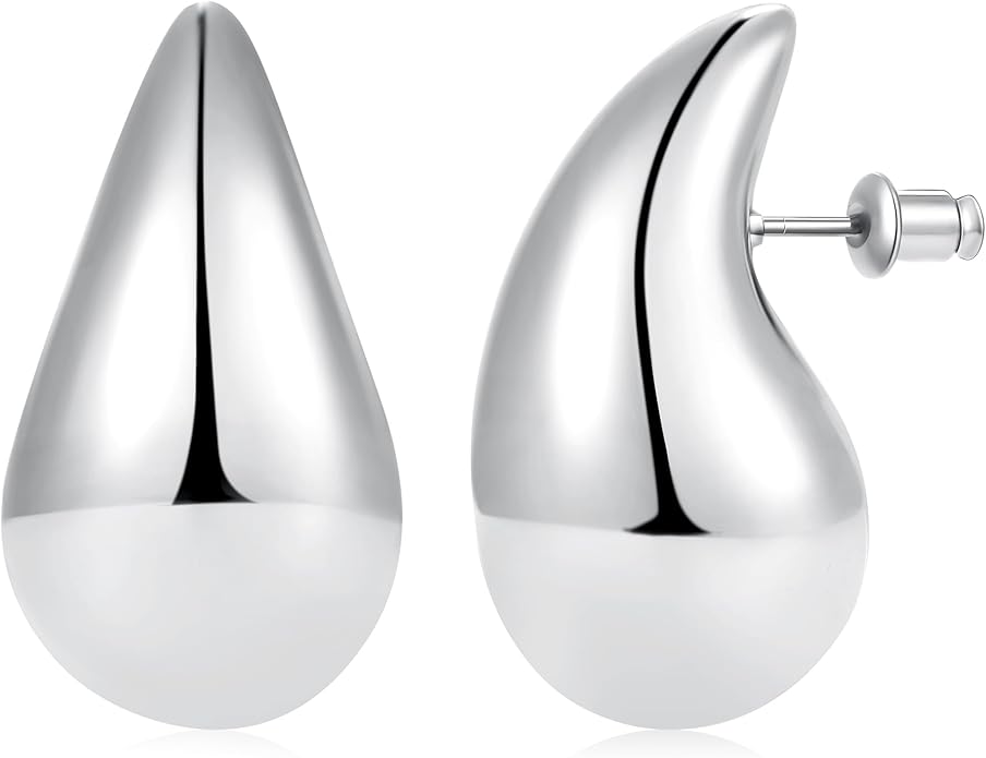 Gacimy Teardrop Earrings Dupes for Women 14K Gold Plated, Chunky Drop Earrings for Women with 925 Sterling Silver Post