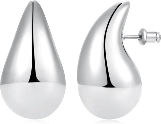 Gacimy Teardrop Earrings Dupes for Women 14K Gold Plated, Chunky Drop Earrings for Women with 925 Sterling Silver Post