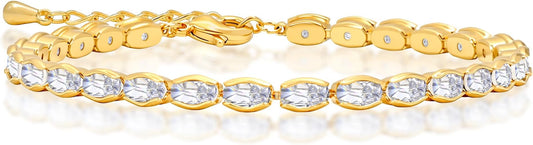 Tennis Bracelets for Women, 14K Gold Plated Diamond Bracelet, Cubic Zirconia Dainty Gold Bracelet for Women, Gifts Jewelry for Women