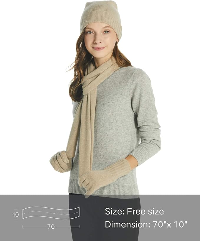 EURKEA 100% Cashmere Winter Scarf in Solid Colors with Gift Box for Women, Warm & Soft & Lightweight, Gift Ready