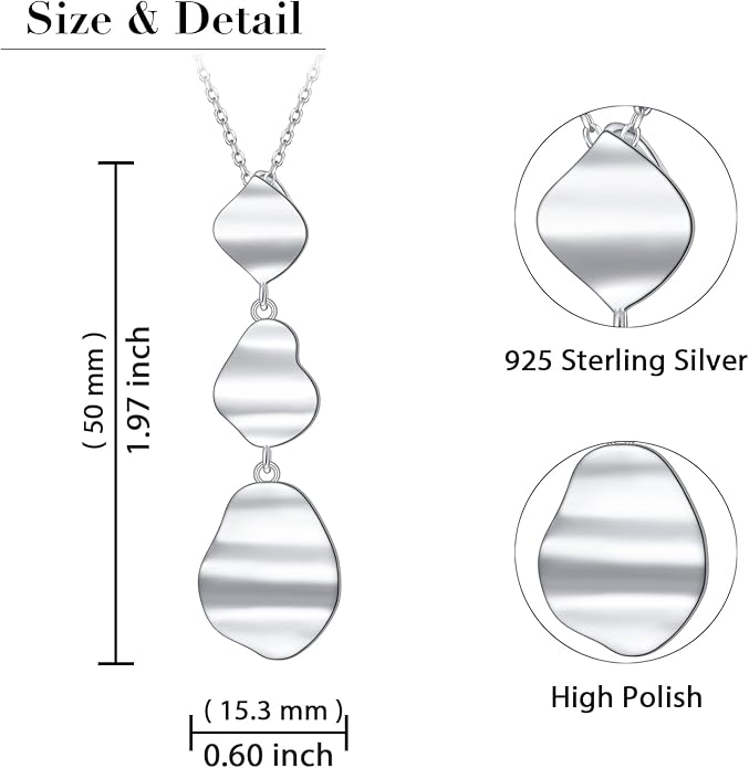 Long Necklace Sterling Silver Larait Bar Y Lariat Long Chain Drop Adjustable Necklace Gift for Her, 30"