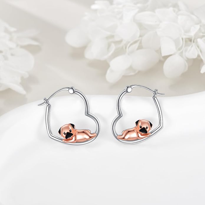 YFN Animal Earrings Sterling Silver Animal Heart Hoop Dangle Earrings Cute Jewelry Gifts for Women