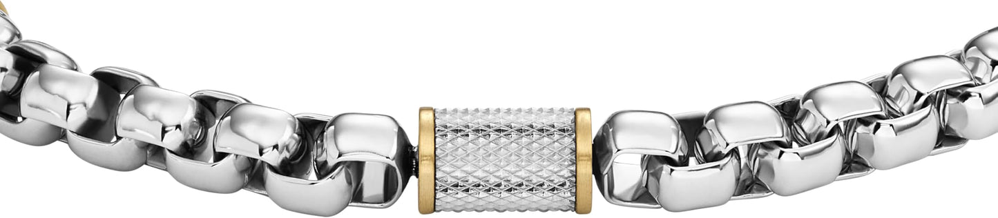Fossil Men's Plated Stainless Steel Engravable Personalized Gift ID, Chain or Cuff Bracelet for Men