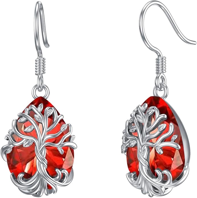 TOUPOP Tree of Life Earrings 925 Sterling Silver Family Tree Dangle Drop Earrings Crystal Jewelry Birthday Christmas Gifts for Women Her