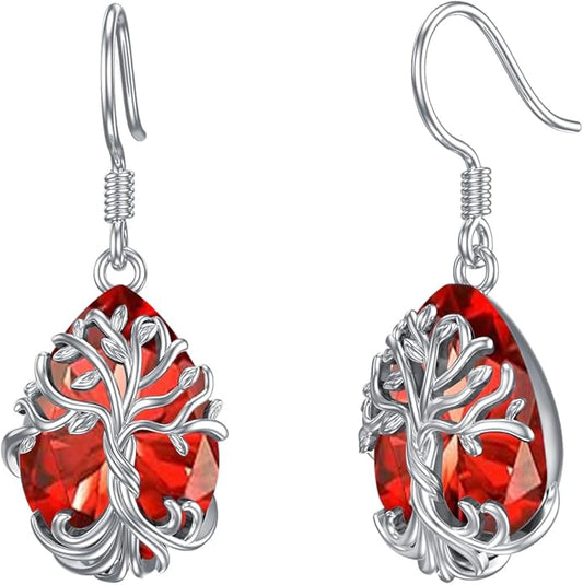 TOUPOP Tree of Life Earrings 925 Sterling Silver Family Tree Dangle Drop Earrings Crystal Jewelry Birthday Christmas Gifts for Women Her