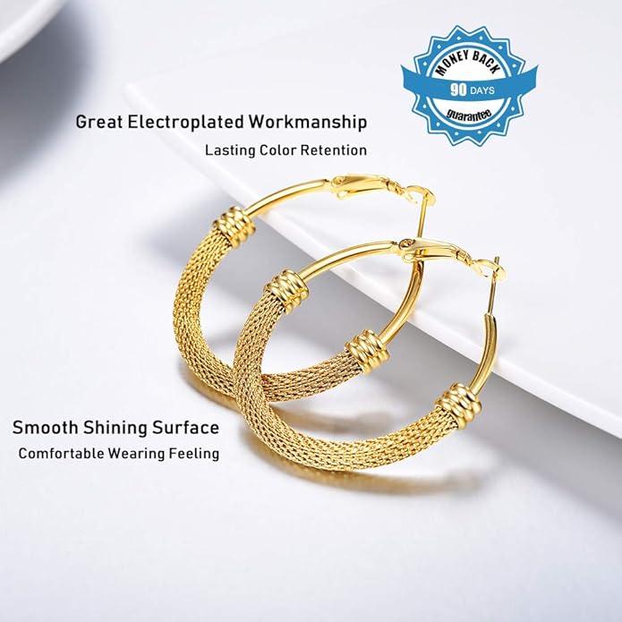 PROSTEEL 30/40/60/80/100mm Chunky Hoop Earrings For Women Gold Plated/Black Stainless Steel Hoops Earrings Statement Jewelry