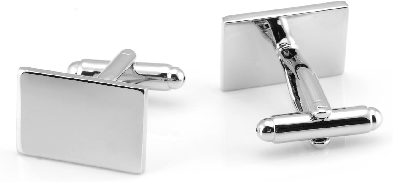 Jonwo Classic Rectangle Stainless Steel Men's Cufflinks in Gift Box Classic Tuxedo Shirt Cuff Link for Wedding Formal Business