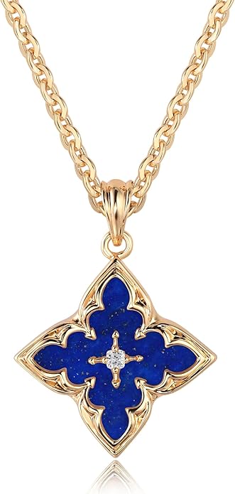 Fettero Gold Clover Necklace for Women Dainty 14K Gold Plated CZ Pendant Necklace Adjustable Chain Choker Charm Colorful Clover Pendant Lucky Necklaces for Women Jewelry
