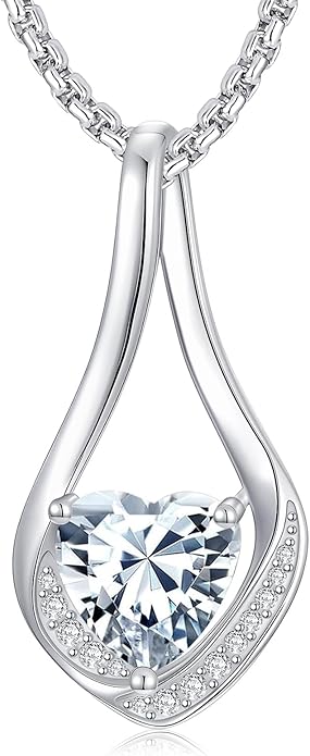 Birthstone Necklaces for Women,18k Yellow/White Gold Plated Forever Love Heart Infinity Pendant Necklace Anniversary Jewelry Christmas Birthday Gifts for Women Her Wife Girlfriend