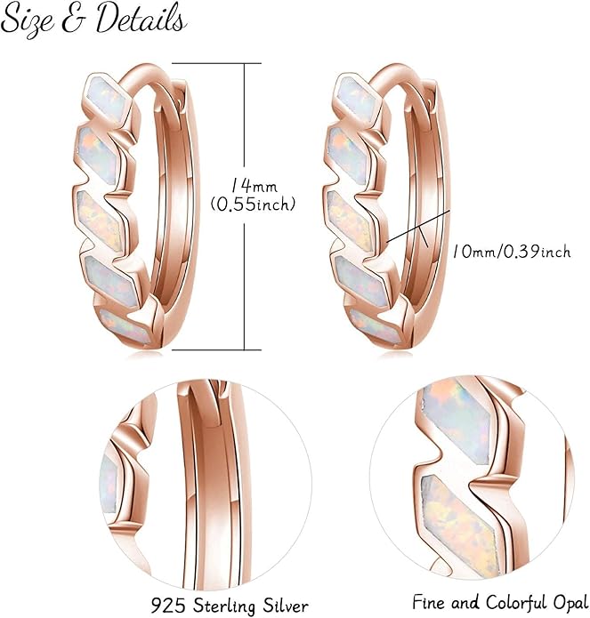 Small Hoop Earrings for Women 925 Sterling Silver Huggie Hoop Opal Earrings Hypoallergenic Earring Jewelry Gifts