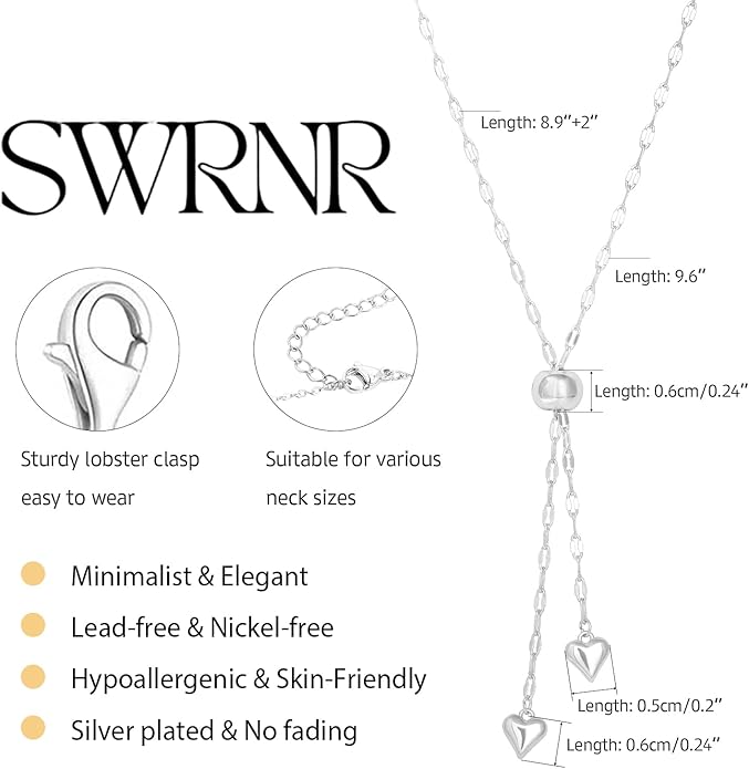 Lariat Necklace for Women, Dainty 14K Gold/Silver Plated Long Necklaces for Women Trendy Simple Layered Y-Shaped Drop Pendant Necklace Adjustable Gold Jewelry Gifts For Her Christmas Stocking Stuffer