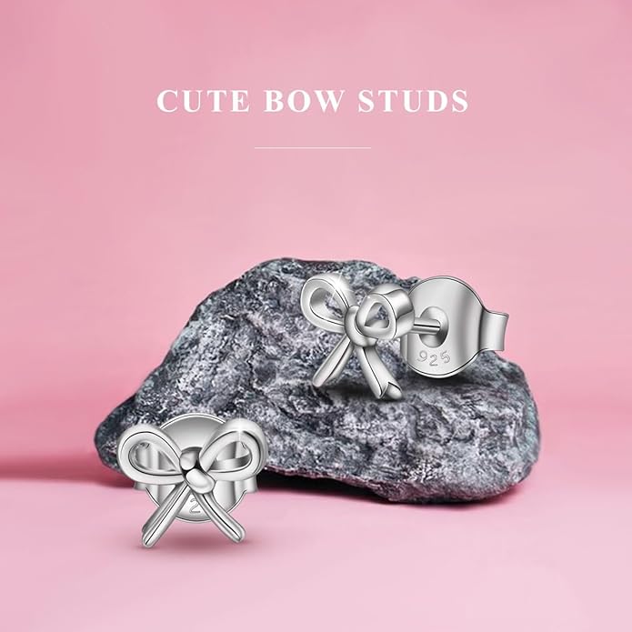 INFUSEU Sterling Silver Cute Stud Earrings Cat Frog Mushroom Bunny, Small Gifts for Women Teen Girls Animal Lovers