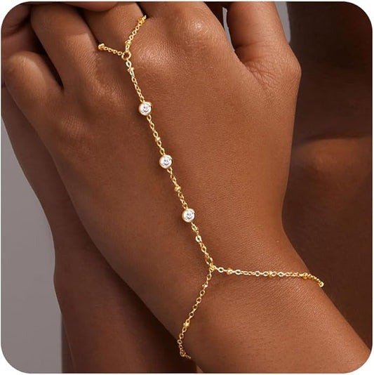 Gold Bracelets for Women Trendy,14K Gold Plated Dainty Stackable Paperclip Cuban Link Chain Bracelets, Simple Cute Cuff Bracelets Jewelry Set Adjustable 7"+2"
