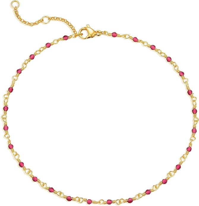 MTMY Gold Anklets for Women 14K Gold Plated Tiny Bead Anklet Colorful Tassel Foot Chain Dainty Adjustable Cute Summer Beach Boho Anklets Jewelry Gift