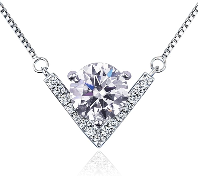 1-3 Carat Moissanite Necklace Pendant for Women Sterling Silver, GRA Certified, Elegant Gift Moissanite Necklace for Women, Wife, Girlfriend, Mom, or Birthday