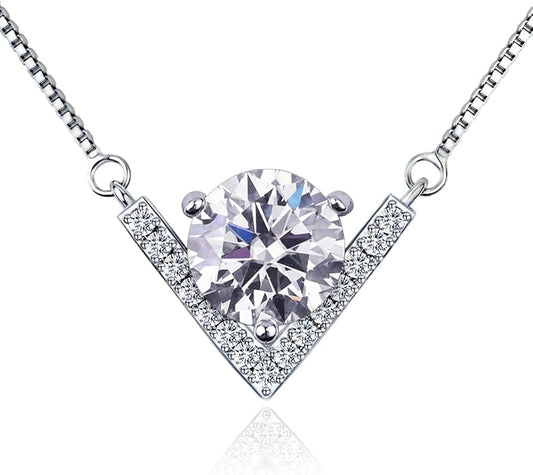 1-3 Carat Moissanite Necklace Pendant for Women Sterling Silver, GRA Certified, Elegant Gift Moissanite Necklace for Women, Wife, Girlfriend, Mom, or Birthday