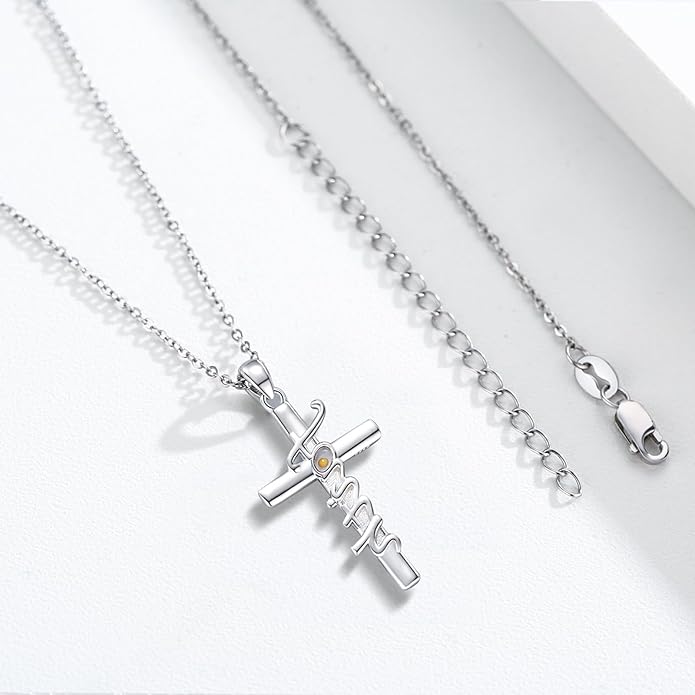 Midir&Etain Cross Necklace 925 Sterling Silver Celtic Christian Pendant Religious Protection Jewelry for Women Men