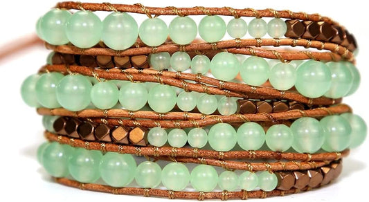 ZOSOJONA Boho Wrap Bead Bracelet for Women - Handmade Adjustable Natural Stone Beaded Bracelets Rope Yoga Healing Bracelet Bangle Hippie Jewelry