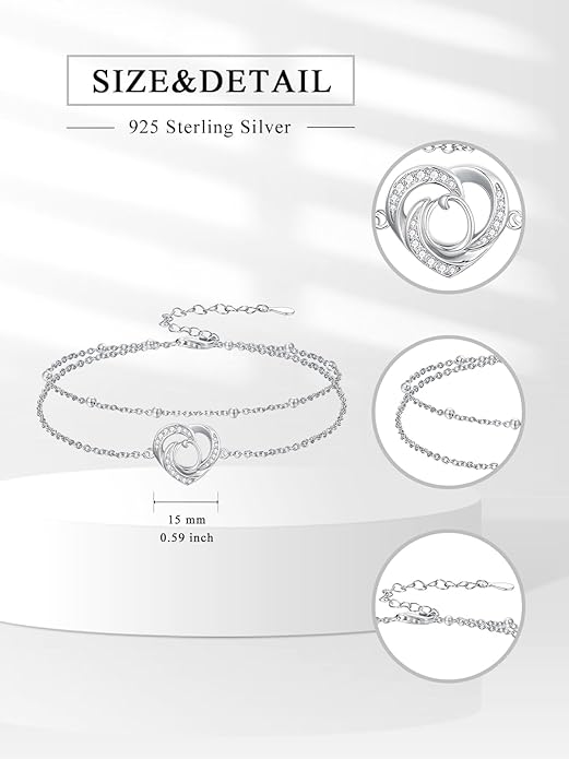 Dorunmo Initial Anklet 925 Sterling Silver Letter A-Z Layered Heart Anklet Beach Jewelry Birthday Gifts for Women