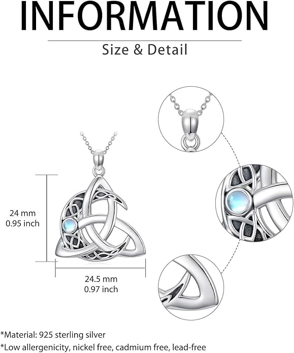 WINNICACA Christmas Gifts for Women Witches Knot Celtic Knot Necklace Sterling Silver Celtic Jewelry Protection Necklaces Irish Jewelry Birthday Gifts for Women Mom Wife Her