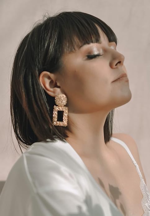 Ginkgo Leaf Flower Earrings, Gold Geometric Statement Earring, Big Fashion Design Boho Drop Dangle Earrings