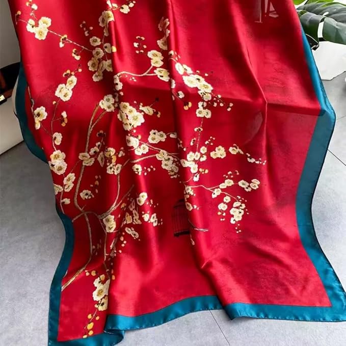 Clysoru Silk Scarf For Women Hair Scarves Lightweight Satin Elegant Shawl Wraps Bufanda Mujer Fashion Accessories 70.8"X35.4"